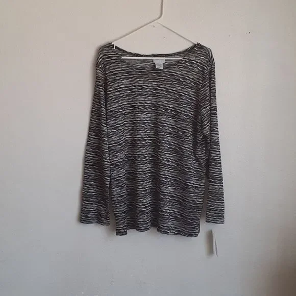 NWT Bon worth blouse L long sleeve black yellow gr - Picture 6 of 10